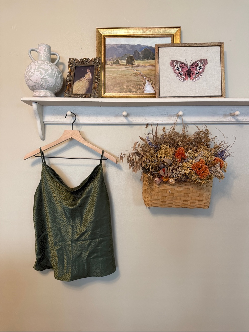 Silky Olive Green Leopard Print Cowl Neck Cami